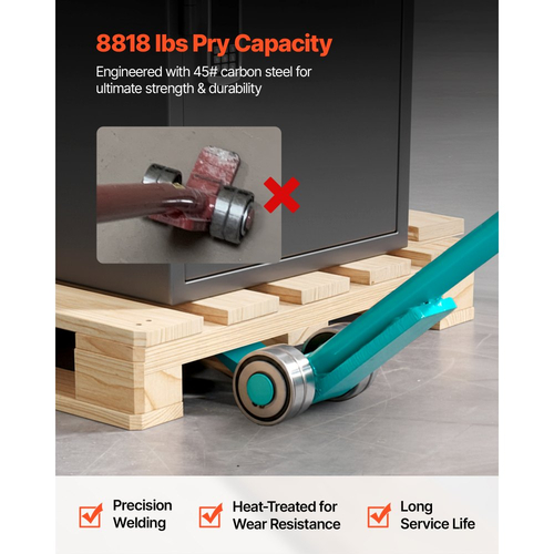 Μπάρα VEVOR Prylever, Χωρητικότητα Βάρους 4 Τ, Χειρολαβή από Ανθρακούχο Χάλυβα 1,4 μ., Μπάρα με Μοχλό Ανύψωσης με Ρόδες για Μεγάλες Παλέτες, Βαρέα Αντικείμενα, Τσιμεντόλιθους, Χειρισμός Βαρέως Τύπου Εξοπλισμού