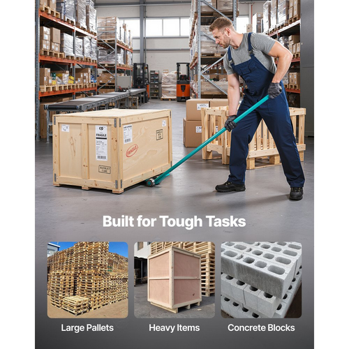 Μπάρα VEVOR Prylever, Χωρητικότητα Βάρους 4 Τ, Χειρολαβή από Ανθρακούχο Χάλυβα 1,4 μ., Μπάρα με Μοχλό Ανύψωσης με Ρόδες για Μεγάλες Παλέτες, Βαρέα Αντικείμενα, Τσιμεντόλιθους, Χειρισμός Βαρέως Τύπου Εξοπλισμού