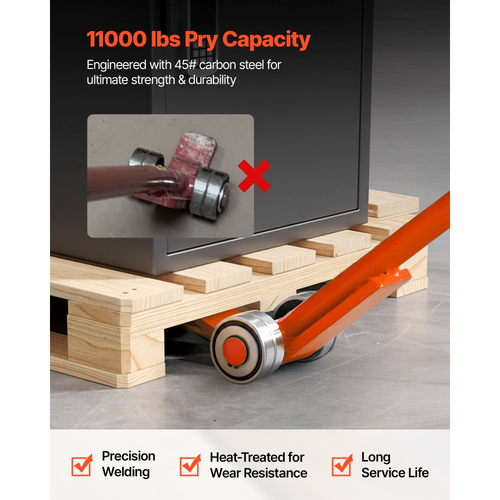 Μπάρα VEVOR Prylever, Χωρητικότητα Βάρους 4990 kg, Χειρολαβή από Ανθρακούχο Χάλυβα 1,7 m, Μπάρα με Μοχλό Ανύψωσης με Ρόδες για Μεγάλες Παλέτες, Βαρέα Αντικείμενα, Τσιμεντόλιθους, Χειρισμός Βαρέως Τύπου Εξοπλισμού