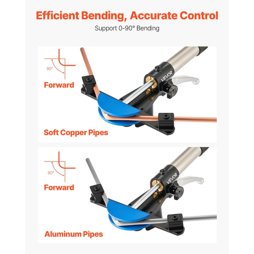 Κιτ κάμψης υδραυλικών σωλήνων VEVOR, 6 mm έως 22 mm, κάμψη σωλήνων χαλκού, σετ εργαλείων κάμψης HVAC, κάμψη 90°, με μήτρες από κράμα αλουμινίου 7 χρωμάτων, για επισκευή αυτοκινήτων HVAC, κλιματισμού, ψύξης