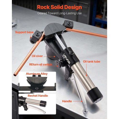 Κιτ κάμψης υδραυλικών σωλήνων VEVOR, 6 mm έως 22 mm, Κούρμπαρος σωλήνων χαλκού, Σετ εργαλείων κάμψης HVAC, κάμψη 90°, με 7 μήτρες από κράμα αλουμινίου, για HVAC, Κλιματισμό, Ψύξη, Επισκευή αυτοκινήτων, Αυτοκινήτων