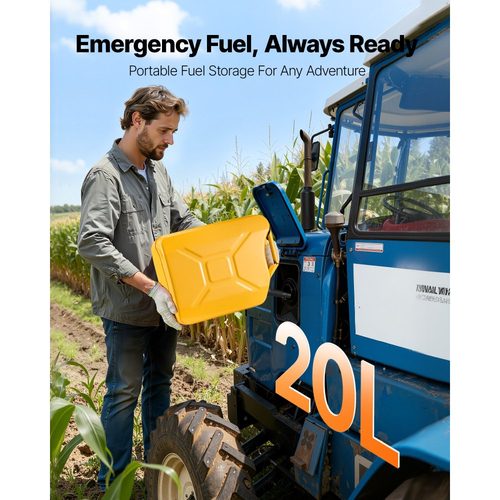 Μεταλλικό δοχείο καυσίμου VEVOR, 20 λίτρα, δοχείο καυσίμου Jerry με στόμιο και άνετη λαβή, μέγιστη ροή 6 λίτρα/λεπτό, στεγανό και ανθεκτικό στη διάβρωση μεταλλικό ρεζερβουάρ βενζίνης για τα περισσότερα αυτοκίνητα, μοτοσικλέτα, ATV, UTV, κίτρινο
