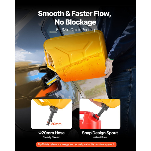 Μεταλλικό δοχείο καυσίμου VEVOR, 20 λίτρα, δοχείο καυσίμου Jerry με στόμιο και άνετη λαβή, μέγιστη ροή 6 λίτρα/λεπτό, στεγανό και ανθεκτικό στη διάβρωση μεταλλικό ρεζερβουάρ βενζίνης για τα περισσότερα αυτοκίνητα, μοτοσικλέτα, ATV, UTV, κίτρινο
