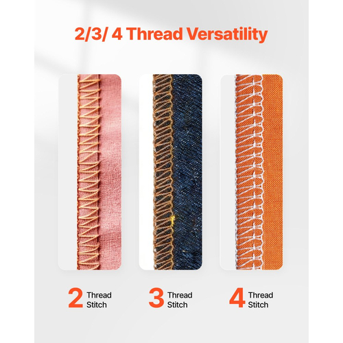 Ραπτομηχανή VEVOR Serger Overlock, 1250 βελονιές ανά λεπτό, δυνατότητα κλωστής 2-3-4, ρυθμιζόμενη διαφορική τροφοδοσία 0,7-2, με ελεύθερο βραχίονα και φως LED, ραπτομηχανή για διάφορα υφάσματα, λευκή