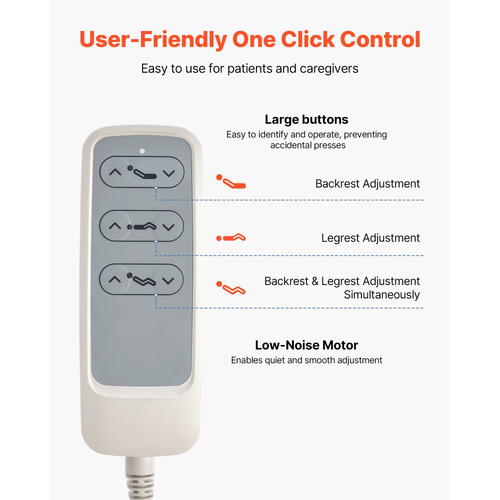 VEVOR Premium Πλήρως Ηλεκτρικό Νοσοκομειακό Κρεβάτι 2 Λειτουργιών, Ηλεκτρικό Ιατρικό Κρεβάτι με Ρύθμιση Πλάτης & Ποδιού, Ροδάκια Κλειδώματος 127 mm, Στρώμα Αφρού Υψηλής Πυκνότητας για Οικιακή Νοσοκομειακή Χρήση, Φόρτωση 250 kg