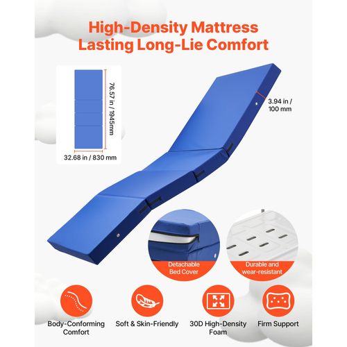 VEVOR Premium 3 Λειτουργιών Πλήρως Ηλεκτρικό Νοσοκομειακό Κρεβάτι, Ηλεκτρικό Ιατρικό Κρεβάτι με Πλάτη, Υποπόδιο & Ρύθμιση Ύψους, Ροδάκια Κλειδώματος 127 mm, Στρώμα Υψηλής Πυκνότητας για Οικιακή Νοσοκομειακή Χρήση, Φόρτωση 250 kg