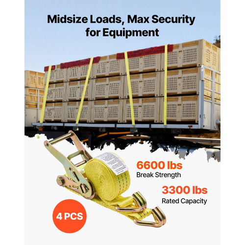 Ιμάντες καστάνιας VEVOR, 38,1 mm x 3 m, Ιμάντες πρόσδεσης βαρέως τύπου με διπλό γάντζο J, αντοχή σε θραύση 3000 kg, τσάντα μεταφοράς, δέσιμο με καστάνια για μετακίνηση, ρυμουλκούμενα, μοτοσικλέτες, καγιάκ, οροφή αυτοκινήτου, τεμάχιο 4