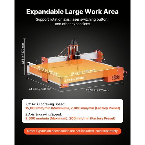 Μηχανή φρεζαρίσματος CNC VEVOR, άξονας 100W, μηχανή φρεζαρίσματος ξύλου 3 αξόνων, με επιφάνεια εργασίας 400 x 400 x 95 mm, γραμμική ράγα, δομή κράματος αλουμινίου, για κοπή ξυλογλυπτικής ακρυλικού πλαστικού