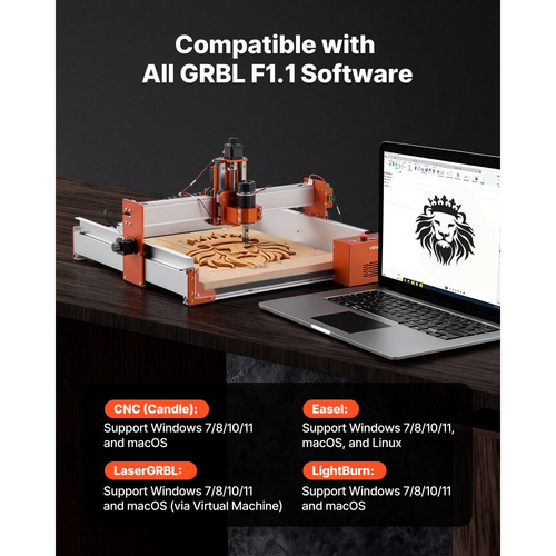 Μηχανή φρεζαρίσματος CNC VEVOR, άξονας 100W, μηχανή φρεζαρίσματος ξύλου 3 αξόνων, με επιφάνεια εργασίας 400 x 400 x 95 mm, γραμμική ράγα, δομή κράματος αλουμινίου, για κοπή ξυλογλυπτικής ακρυλικού πλαστικού