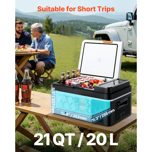 Ψυγείο αυτοκινήτου VEVOR, Ηλεκτρικό ψυγείο DC 12/24V AC100-240V με συμπιεστή, Ψυγείο αυτοκινήτου -20°C έως 20°C με έλεγχο APP, Καταψύκτης αυτοκινήτου 20L για τροχόσπιτα, χώρους κατασκήνωσης, σκάφη, κατασκήνωση, ψάρεμα, Φορητός καταψύκτης 60W