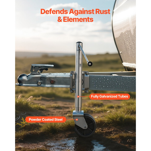 Γρύλος ρυμούλκησης VEVOR με τροχό, χωρητικότητα φορτίου 907 kg, περιστρεφόμενος γρύλος ρυμούλκησης βαρέως τύπου με διπλό τροχό PP και εργονομική λαβή, εύρος ανύψωσης 381-685 mm, κατάλληλος για τροχόσπιτα, σκάφη και ρυμουλκούμενα πολλαπλών χρήσεων