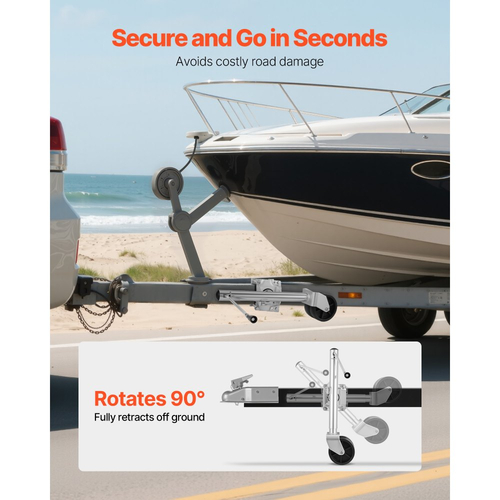 Γρύλος ρυμούλκησης VEVOR με τροχό, χωρητικότητα φορτίου 907 kg, περιστρεφόμενος γρύλος ρυμούλκησης βαρέως τύπου με διπλό τροχό PP και εργονομική λαβή, εύρος ανύψωσης 381-685 mm, κατάλληλος για τροχόσπιτα, σκάφη και ρυμουλκούμενα πολλαπλών χρήσεων