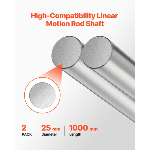 VEVOR 2PCS Ράβδος Γραμμικής Κίνησης, 25 mm x 1000 mm (0,98 x 39,4 in), Άξονας Γραμμικής Ράβδου από Ανθρακούχο Χάλυβα SFC25, Αντισκωριακός και Υψηλής Ακρίβειας, Άξονας Υψηλής Σκληρότητας, για Κοπή, Λείανση, Φρέζα, Τρυπάνι