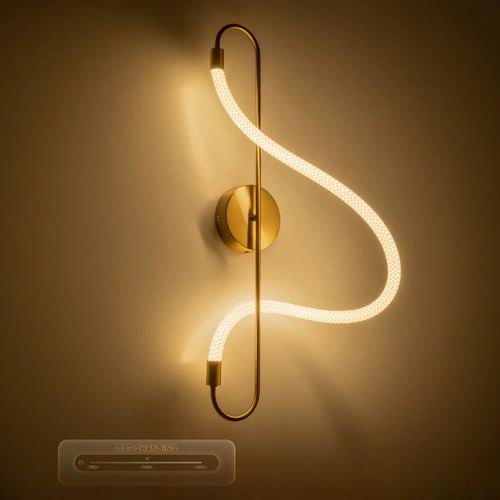 kelvo® GLOW KLV-101-0169 Φωτιστικό Τοίχου / Απλίκα LED 18W 1800lm 360° AC 220-240V IP20 Ρυθμιζόμενο Λευκό CCT με On/Off 2700K/4500K/6000K - Lumileds SMD Chip - Χρυσό Πλατίνα - Μ30 x Π15 x Υ70cm - 3 Χρόνια Εγγύηση