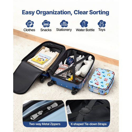 Σετ Παιδικών Αποσκευών VEVOR, 5 Τεμαχίων, Βαλίτσα 45,7 cm με Σκληρές Ρόδες και Σακίδιο Πλάτης & Μαξιλάρι σε σχήμα U, Σετ Παιδικών Αποσκευών Φορτηγού, Δώρο Γενεθλίων για Κορίτσια και Αγόρια, Εγκεκριμένο από Αεροπορική Εταιρεία