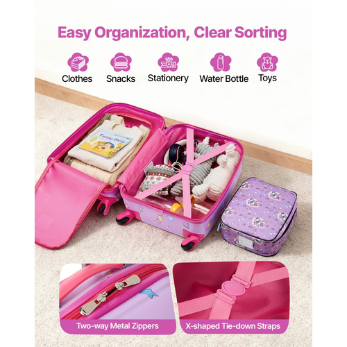 Σετ αποσκευών VEVOR για παιδιά, 5 τεμάχια, βαλίτσα 45,7 cm με σκληρές ρόδες και σακίδιο πλάτης και μαξιλάρι σε σχήμα U, σετ αποσκευών Unicorn για παιδιά, δώρο γενεθλίων για κορίτσια και αγόρια, εγκεκριμένο από αεροπορική εταιρεία