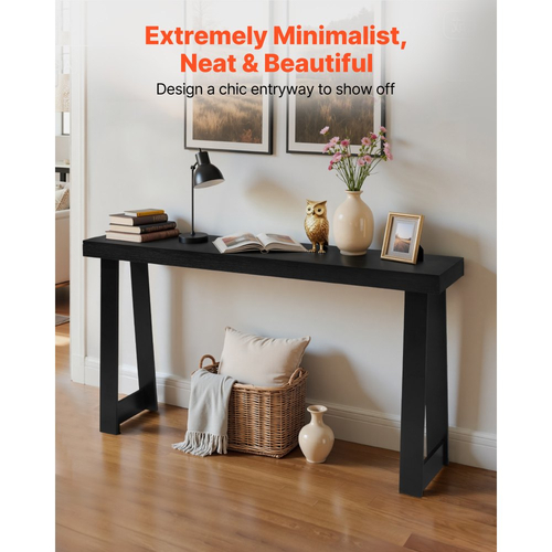 Τραπέζι κονσόλας VEVOR 140 cm, Μοντέρνο γραφείο πίσω από τον καναπέ, Ξύλινο ορθογώνιο γραφείο εισόδου, Στενό μακρύ τραπέζι καναπέ, Ιδανικό για διάδρομο, υπνοδωμάτιο, σαλόνι, φουαγιέ, Εύκολη συναρμολόγηση, Μαύρο