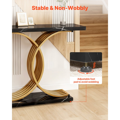 VEVOR Χρυσό Τραπέζι Κονσόλας 100 cm, Μοντέρνο Γραφείο Πίσω από τον Καναπέ, Ξύλινο Ορθογώνιο Γραφείο Εισόδου, Στενό Μακρύ Σταντ για Τραπέζι Καναπέ με Μεταλλικά Πόδια για Διάδρομο, Υπνοδωμάτιο, Σαλόνι, Φουαγιέ, Εύκολη Συναρμολόγηση