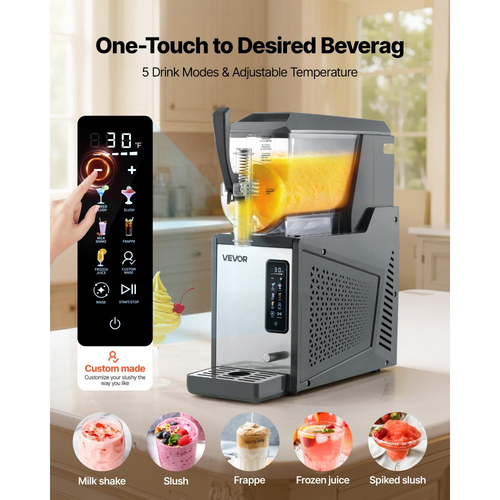 Μηχανή για γλάστρες VEVOR, Μηχανή για γλάστρες 4L/135oz χωρίς πάγο για το σπίτι, Μηχανή για παγωμένα ποτά με μονή δεξαμενή, Μηχανή Margarita με αυτοκαθαρισμό, για παγωμένες Margarita, φραπέ, μιλκσέικ και άλλα