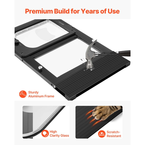 Πόρτα VEVOR για Γάτα, Ρυθμιζόμενη για Πλάτος Παραθύρου 787-914 mm, 4 Λειτουργίες Ασφαλούς Κλειδώματος, Πλαίσιο Αλουμινίου και Γυαλί Υψηλής Διαφάνειας, Μαγνητικό Κλείσιμο, Αδιάβροχη Πόρτα Κατοικίδιων για Γάτες με Γρήγορη Τοποθέτηση, Μαύρο