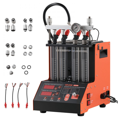 Δοκιμαστής καθαρισμού μπεκ ψεκασμού καυσίμου VEVOR, 9 λειτουργίες δοκιμής, υπερηχητική μηχανή καθαρισμού 4 κυλίνδρων 28kHz, μηχανή καθαρισμού μπεκ ψεκασμού αυτοκινήτου με βαλβίδα αποστράγγισης και τάση λειτουργίας 12V για αυτοκίνητο και μοτοσικλέτα