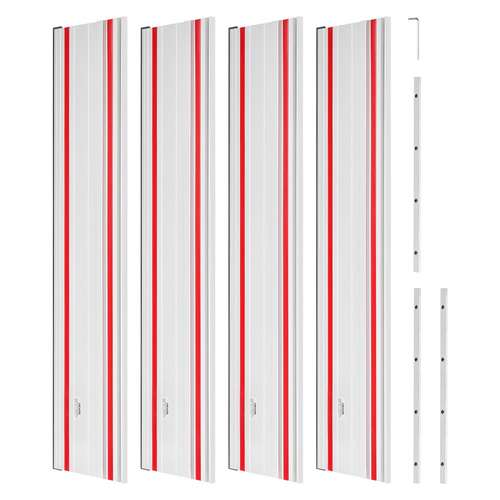 Ράγα οδηγού πριονιού ερπύστριας VEVOR, εύρος κοπής 2794 mm, κιτ που περιλαμβάνει 2 x ράγες οδηγούς αλουμινίου εξωθημένου τύπου 698,5 mm και 3 συνδέσμους, συμβατό με πριόνια ερπύστριας Makita, Festool & WEN, για ξυλουργικές εργασίες