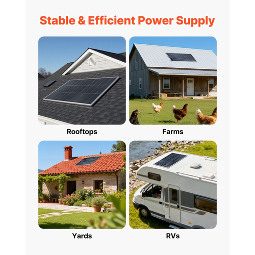 VEVOR 2PCS Διπροσώπους Φωτοβολταϊκά Πάνελ 100W, Μονοκρυσταλλική Φωτοβολταϊκή Μονάδα Υψηλής Απόδοσης 23% Τύπου N με Έξοδο MC4 & Πλαίσιο Αλουμινίου, Αδιάβροχο Ηλιακό Πάνελ IP67 για Αυτοκίνητο, Σκάφος, RV, Επίπεδη Στέγη, Εκτός Δικτύου