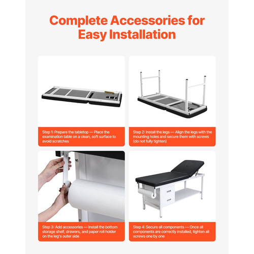 Ιατρικό τραπέζι εξέτασης VEVOR, κρεβάτι εξέτασης και ρυθμιζόμενη πλάτη, τραπέζι εξέτασης φυσικοθεραπείας με συρτάρια, ράφι αποθήκευσης, διανομέας ρολού χαρτιού για κέντρα αποκατάστασης νοσοκομείων και κλινικών, φόρτωση 227kg