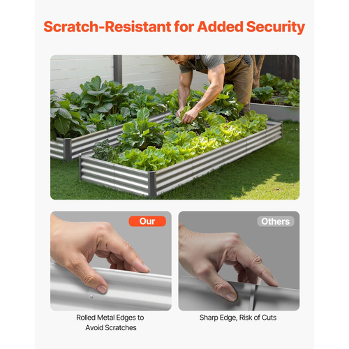 Μεταλλικό υπερυψωμένο παρτέρι VEVOR, εξωτερικό κουτί κήπου Galvalume 3,6 x 1,2 x 0,3 m, ανοιχτού πάτου, μεγάλο υπερυψωμένο παρτέρι για καλλιέργεια λαχανικών, λουλουδιών και παχύφυτων, γαλβανισμένο χρώμα