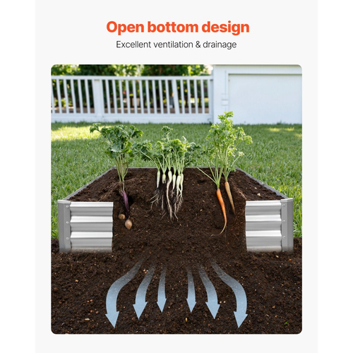 Μεταλλικό υπερυψωμένο παρτέρι VEVOR, εξωτερικό κουτί κήπου Galvalume 3,6 x 1,2 x 0,3 m, ανοιχτού πάτου, μεγάλο υπερυψωμένο παρτέρι για καλλιέργεια λαχανικών, λουλουδιών και παχύφυτων, γαλβανισμένο χρώμα