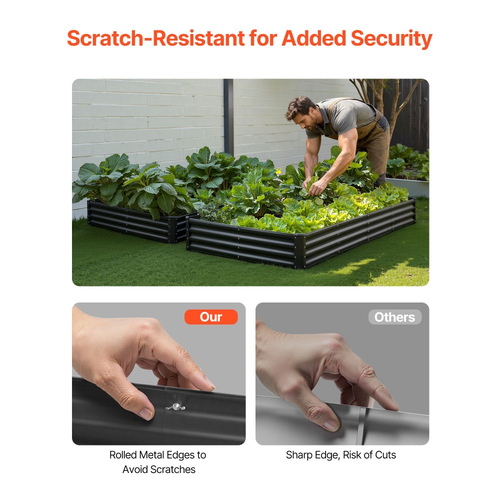 Μεταλλικό υπερυψωμένο παρτέρι VEVOR, γαλβανισμένο κουτί κήπου εξωτερικού χώρου 1,8 x 0,9 x 0,6 m, ανοιχτού πάτου, μεγάλο υπερυψωμένο παρτέρι για καλλιέργεια λαχανικών, λουλουδιών, βοτάνων και παχύφυτων, σκούρο γκρι