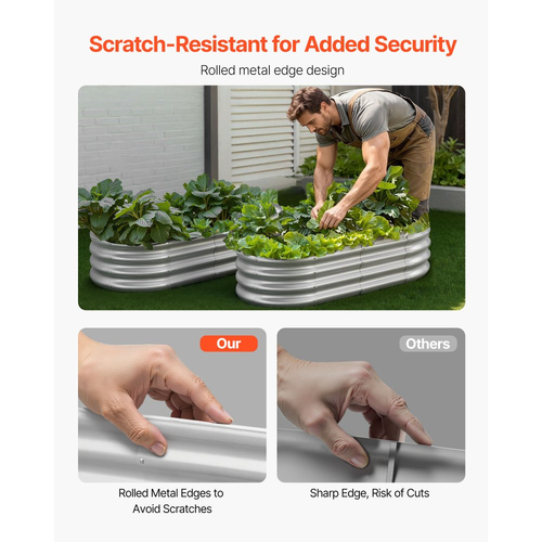 Μεταλλικό υπερυψωμένο παρτέρι VEVOR, 1,2 x 0,6 x 0,3 m οβάλ εξωτερικό κουτί κήπου από γαλβανισμένο σκελετό, ανοιχτού πάτου, μεγάλη υπερυψωμένη γλάστρα για καλλιέργεια λαχανικών, λουλουδιών, παχύφυτων, γαλβανισμένο χρώμα