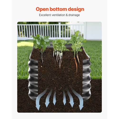 Μεταλλικό υπερυψωμένο παρτέρι VEVOR, 2,0 x 0,6 x 0,4 m οβάλ εξωτερικό κουτί κήπου Galvalume, ανοιχτού πάτου, μεγάλη υπερυψωμένη γλάστρα για καλλιέργεια λαχανικών, λουλουδιών, παχύφυτων, σκούρο γκρι