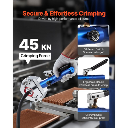 Πρεσαριστός υδραυλικός σωλήνας VEVOR, κιτ πρεσαριστού σωλήνα AC Hydra-Krimp με 7 μήτρες που κουμπώνουν, ενσωματωμένο χειροκίνητο εργαλείο πρεσαριστού υδραυλικού σωλήνα A/C για επισκευές αυτοκινήτων και κλιματιστικών - με θήκη μεταφοράς