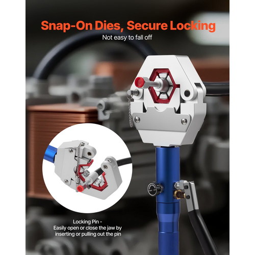 Πρεσαριστός υδραυλικός σωλήνας VEVOR, κιτ πρεσαριστού σωλήνα AC Hydra-Krimp με 7 μήτρες που κουμπώνουν, ενσωματωμένο χειροκίνητο εργαλείο πρεσαριστού υδραυλικού σωλήνα A/C για επισκευές αυτοκινήτων και κλιματιστικών - με θήκη μεταφοράς