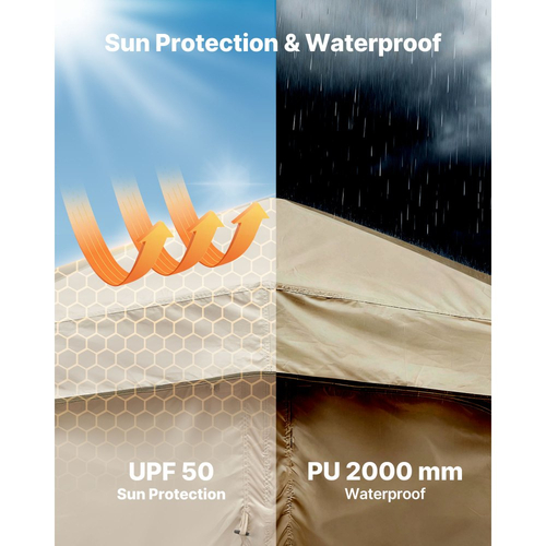 Σκηνή ντους κάμπινγκ VEVOR, Πτυσσόμενη φορητή σκηνή απορρήτου 2 δωματίων με αποδυτήρια με πασσάλους εδάφους, σχοινιά και τσάντα μεταφοράς, ύφασμα Oxford 150D με επίστρωση αργύρου, για κάμπινγκ, παραλία και ψάρεμα