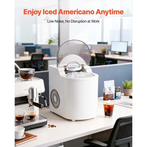 Παγομηχανή VEVOR για πάγκο, 7 κύβοι έτοιμοι σε 6 λεπτά, 11,8 κιλά ανά ημέρα, Αυτοκαθαριζόμενη φορητή μηχανή με σέσουλα πάγου, Μηχανή παραγωγής πάγου με 2 μεγέθη παγωτού τύπου Bullet για σπίτι, κουζίνα, γραφείο, μπαρ και πάρτι