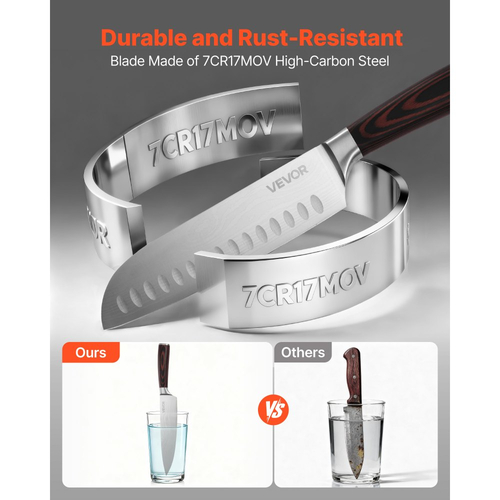 Σετ μαχαιριών κουζίνας VEVOR με μπλοκ και ακονιστήρι, σετ μαχαιριών 15 τεμαχίων από ανοξείδωτο ατσάλι υψηλής περιεκτικότητας σε άνθρακα, μαχαιροπίρουνα κουζίνας ανθεκτικά στη σκουριά με εργονομική λαβή, ράβδο ακονίσματος και ξύλινο μπλοκ υψηλής ποιότητας, για το σπίτι