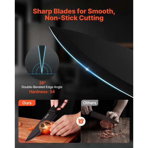 Σετ μαχαιριών κουζίνας VEVOR με μπλοκ και ξύστρα, Σετ μαχαιριών κουζίνας 15 τεμαχίων από γερμανικό ανοξείδωτο ατσάλι υψηλής περιεκτικότητας σε άνθρακα, μαχαιροπίρουνα κουζίνας με εργονομική λαβή PP, ράβδο ακονίσματος και ξύλινο μπλοκ, για οικιακούς μάγειρες