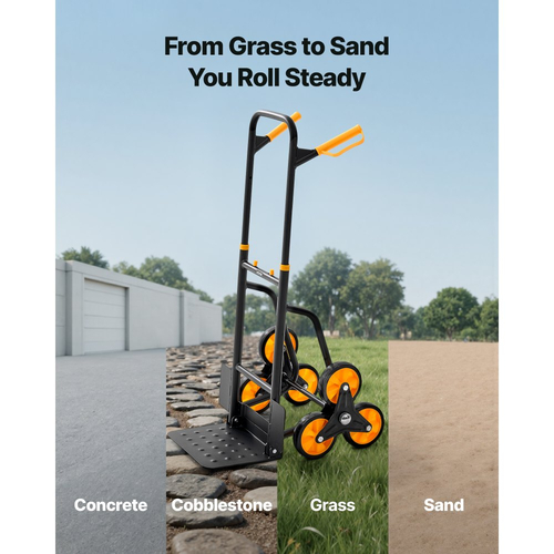 Καρότσι αναρρίχησης σκαλοπατιών VEVOR, χωρητικότητα αναρρίχησης σκαλοπατιών 200 kg, πτυσσόμενο καρότσι βαρέως τύπου με τηλεσκοπική λαβή, 6 ρόδες και 2 κορδόνια ελαστικού, καρότσι αναρρίχησης σκαλοπατιών για το σπίτι, είδη παντοπωλείου, αποθήκη