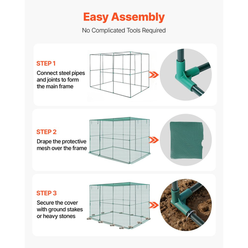 Κλουβί Καλλιέργειας VEVOR, Σκηνή Προστασίας Φυτών 2,9 x 1,94 x 1,94 m με Πόρτα με Φερμουάρ, Ψηλό Κλουβί Καλλιέργειας Ανθεκτικό στον Αέρα, Εύκολο στην Εγκατάσταση, Υπερυψωμένο Κάλυμμα για Παρτέρια Εξωτερικού Χώρου, Δίχτυ για Φυτά Ντομάτας για Γκαζόν Κήπου και Αίθριου