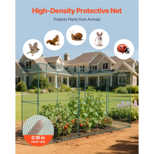 Κλουβί Καλλιέργειας VEVOR, Σκηνή Προστασίας Φυτών 3,56 x 1,2 x 1,94 m με Πόρτα με Φερμουάρ, Ψηλό Κλουβί Καλλιέργειας Ανθεκτικό στον Αέρα, Εύκολο στην Εγκατάσταση, Υπερυψωμένο Κάλυμμα για Εξωτερικό Πάρκο, Δίχτυ για Φυτά Ντομάτας για Γκαζόν Κήπου και Αίθριου