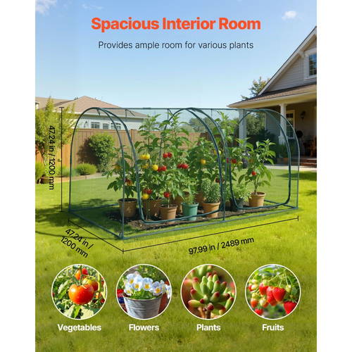 Κλουβί Καλλιέργειας VEVOR, Σκηνή Προστασίας Φυτών 2,48 x 1,2 x 1,2 m με Πόρτα με Φερμουάρ, Ψηλό Κλουβί Καλλιέργειας Ανθεκτικό στον Αέρα, Εύκολο στην Εγκατάσταση, Υπερυψωμένο Κάλυμμα για Εξωτερικό Πάρκο με Πλαίσιο, Δίχτυ Φυτών για Κήπο, Αίθριο, Γκαζόν