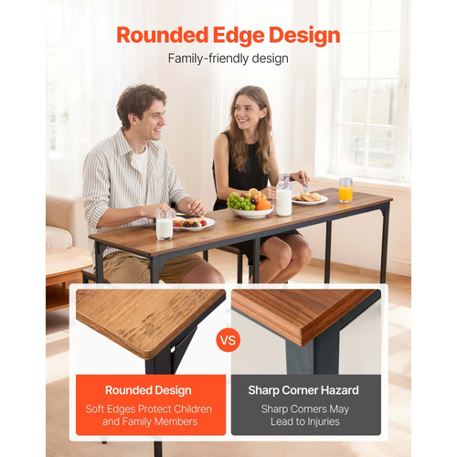 Τραπέζι Μπαρ VEVOR, 1 τεμάχιο τραπέζι μπαρ κουζίνας 1600,2 χιλ., ψηλά τραπέζια τραπεζαρίας με στρογγυλεμένες άκρες, ορθογώνια τραπέζια κουζίνας με ψηλή κορυφή για μπαλκόνι, σαλόνι, ανοιχτό καφέ, μαύρο, εκτεταμένο οριζόντιο σχέδιο