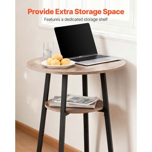 Τραπέζι Μπαρ VEVOR, Σετ 3 τεμαχίων τραπεζιών μπαρ 596,9 χιλ., Σετ τραπεζιών και καρεκλών μπαρ με στρογγυλεμένες γωνίες, Στρογγυλό τραπέζι μπαρ με δύο σκαμπό για γραφείο, Γωνία πρωινού, Μίνι μπαρ, Ανοιχτό γκρι, Μαύρο