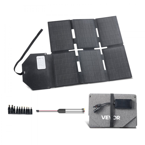 Φορτιστής ηλιακού πάνελ VEVOR 60W, μονοκρυσταλλικό ηλιακό πάνελ 16BB τύπου N, απόδοση 24%, ελαφρύς, φορητός με έξοδο MC4, θύρες Type-C, USB-A και DC για σταθμούς παραγωγής ενέργειας, κατασκήνωση, πεζοπορία
