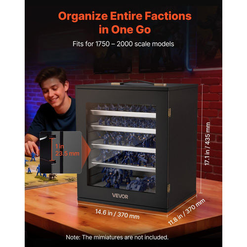 Θήκη αποθήκευσης μινιατούρων VEVOR, κατάλληλη για μοντέλα κλίμακας 1:1750-1:2000, ξύλινη θήκη για μινιατούρες με 5 δίσκους και 13 υποδοχές, θήκη μεταφοράς μινιατούρων Clear View για συλλεκτικά αντικείμενα (δεν περιλαμβάνονται τα μίνι)
