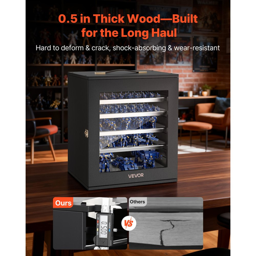Θήκη αποθήκευσης μινιατούρων VEVOR, κατάλληλη για μοντέλα κλίμακας 1:1750-1:2000, ξύλινη θήκη για μινιατούρες με 5 δίσκους και 13 υποδοχές, θήκη μεταφοράς μινιατούρων Clear View για συλλεκτικά αντικείμενα (δεν περιλαμβάνονται τα μίνι)