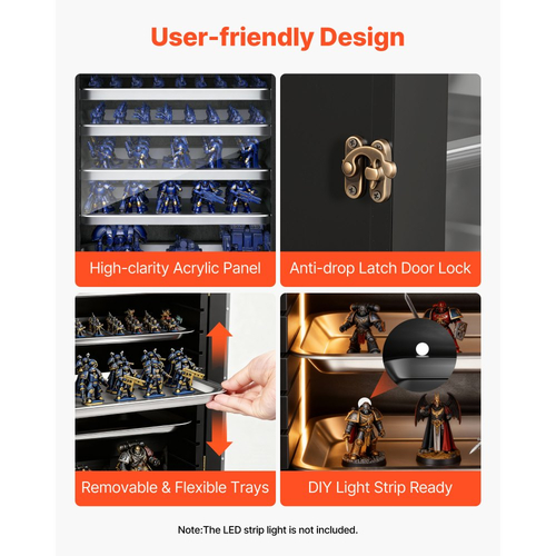 Θήκη αποθήκευσης μινιατούρων VEVOR, κατάλληλη για μοντέλα κλίμακας 1:1750-1:2000, ξύλινη θήκη για μινιατούρες με 5 δίσκους και 13 υποδοχές, θήκη μεταφοράς μινιατούρων Clear View για συλλεκτικά αντικείμενα (δεν περιλαμβάνονται τα μίνι)