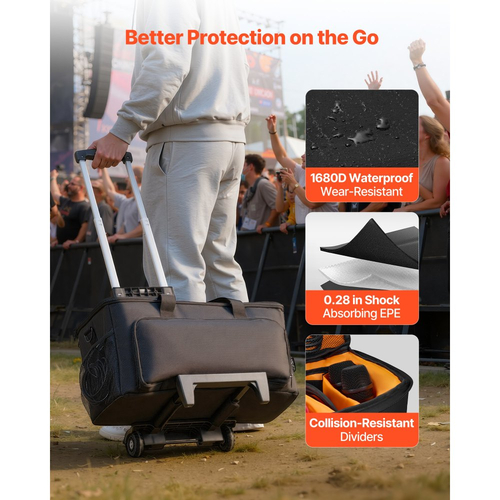 Τσάντα καλωδίου VEVOR Rolling DJ, 1680D, Επενδυμένη τσάντα αρχειοθέτησης με ρόδες, 6 αποσπώμενα διαχωριστικά, θήκη μουσικού εξοπλισμού ταξιδιού, για επαγγελματικό εξοπλισμό DJ, μουσικά όργανα και αξεσουάρ, εξοπλισμό ήχου